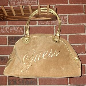 Y2k GUESS velour bowling bag style purse